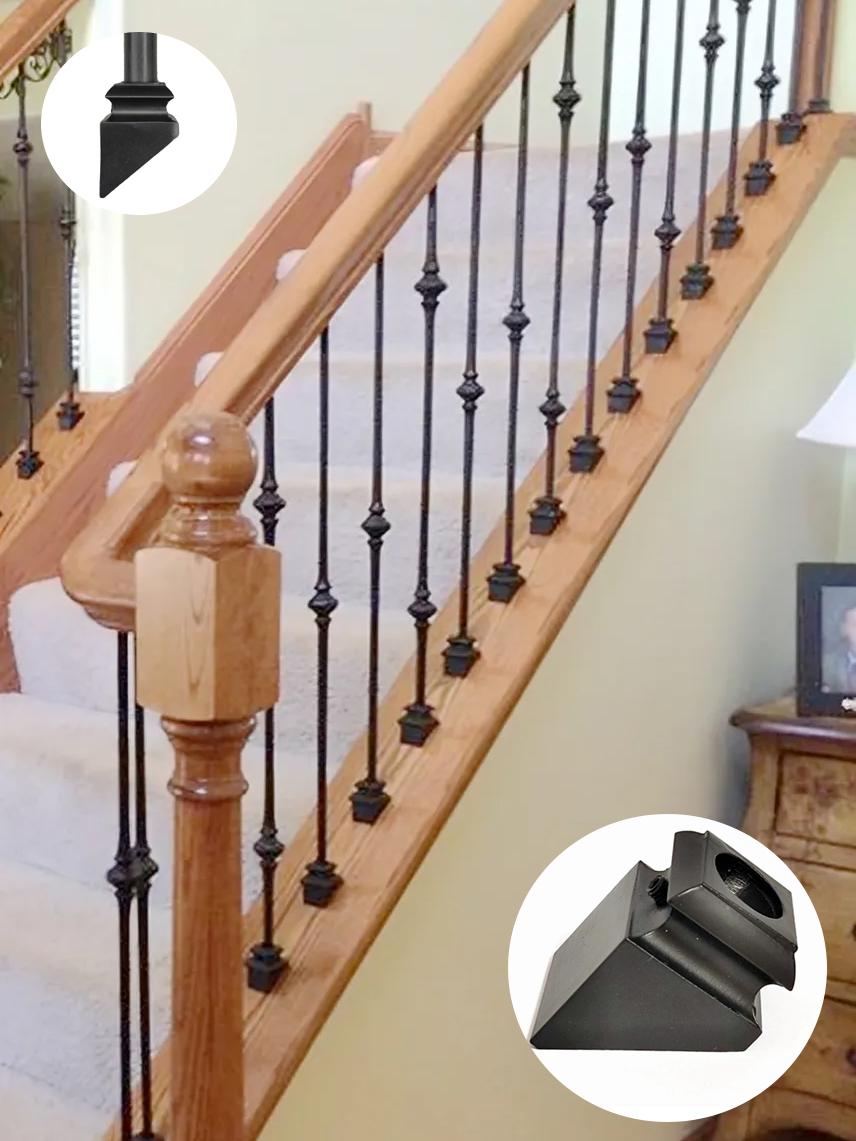 Wholesale Matt Black Stair Railing Parts Aluminum Angled Base