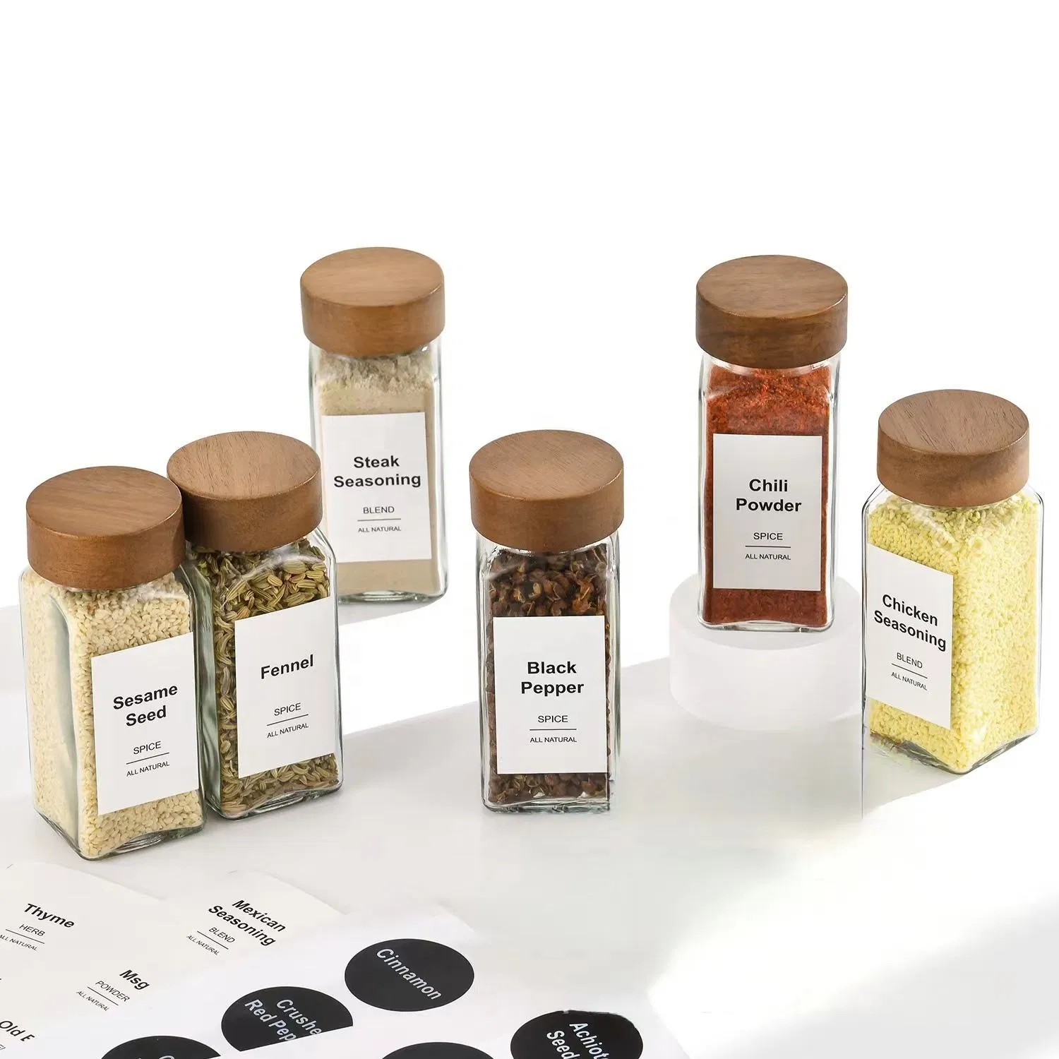 Stylish 120ml Acacia Wood Cap Spice Jar for Seasoning