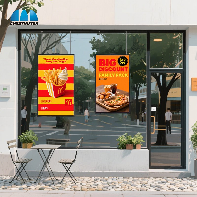 65'' Floor-Standing High-Brightness LCD Digital Signage Window Facing Display for Shops Advertising Kiosk