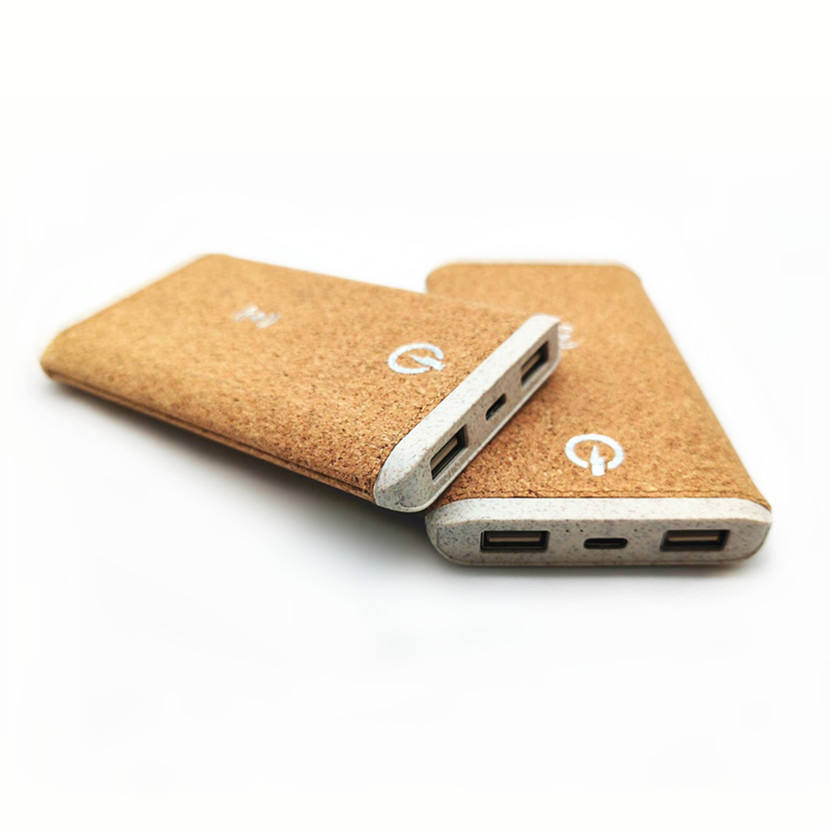 Custom Eco Friendly Cork Wheat Straw Power Bank 10000mAh