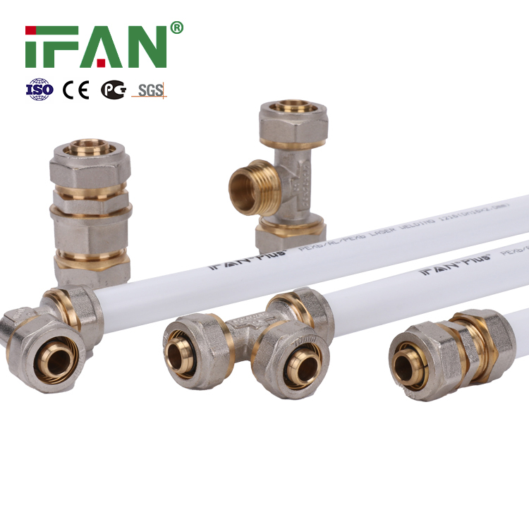 Ifan DIN 16892 Pex Pipe Fittings All Size Brass Pex Fittings Thread Brass Pex Compression Fittings