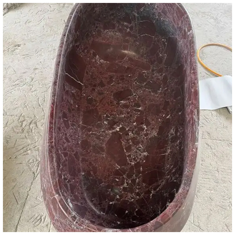 Rosso Levanto Dark Red Marble Bathroom Bathtub