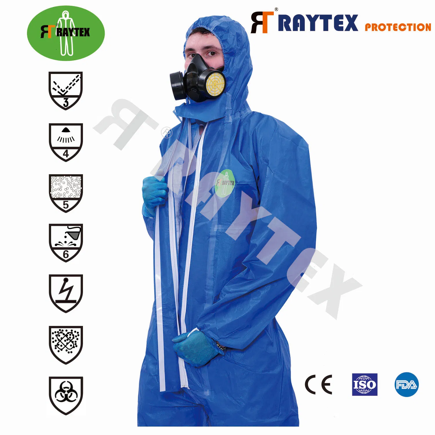 Type5/6 SMS Disposable SMS Protective Overall with Collar (code: 30302)
