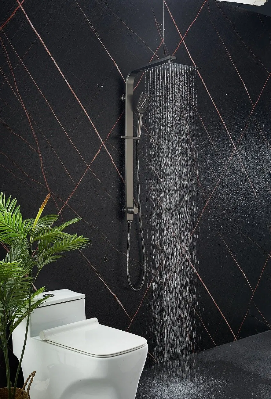 Watermark Approval Luxury Bathroom Sanitary Ware Accessory Brush Gunmetal Shower Set