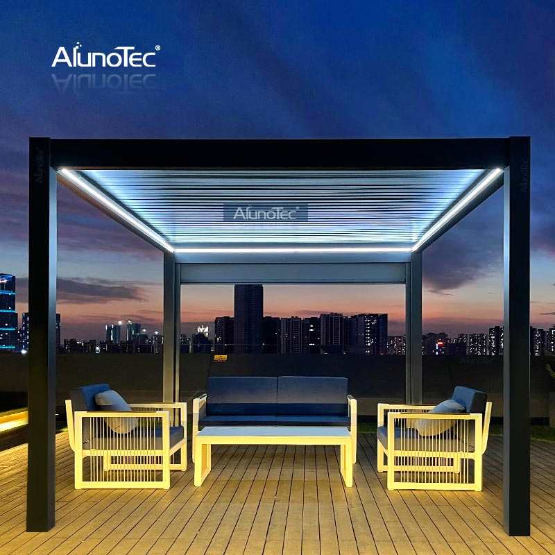 Electric Bioclimatic Pergolas Opening Roof Louver Aluminium Garden Pergola