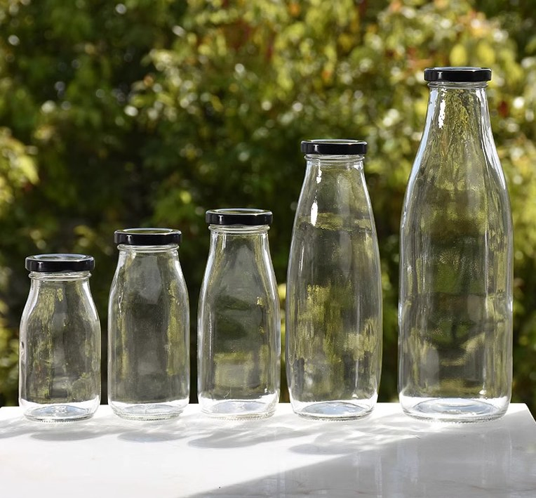 16 Oz 32 Oz Empty Milk Fruit Juice Glass Bottles with Metal Lids