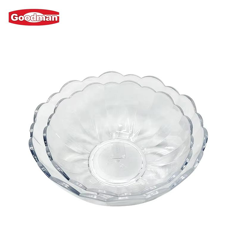 Restaurant Buffet Serving Clear Acrylic Flower Shape Plastic PC Mixing Salad Bowl
