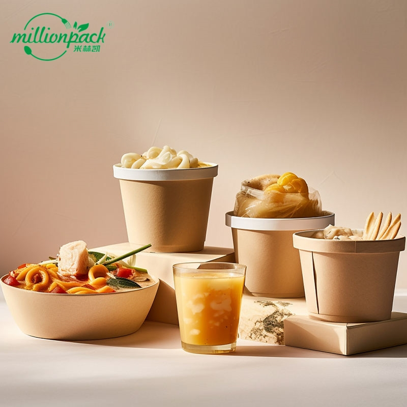 Takeaway Kraft Soup Bowl Custom Printed Double Wall Design