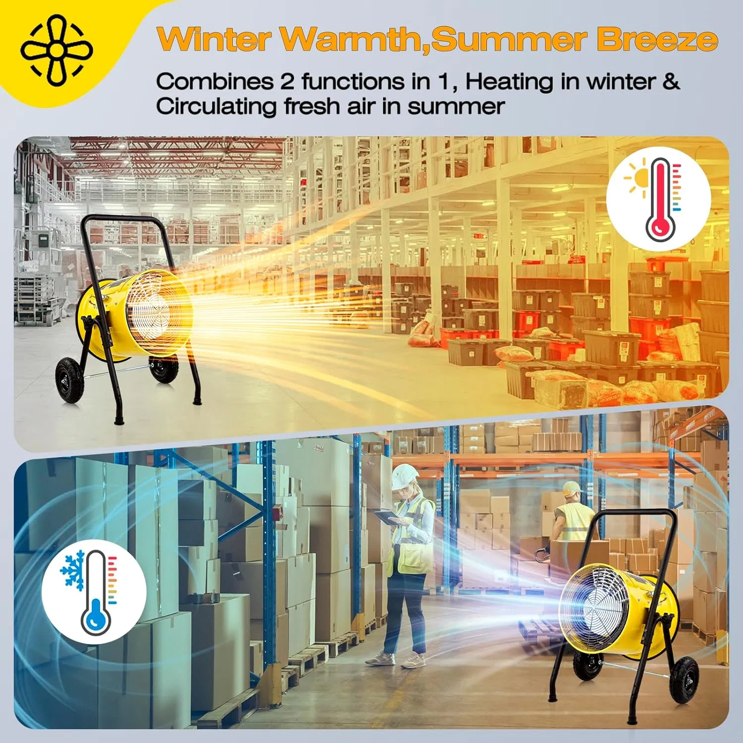 UK Industrial-Grade Electric Heater Mobile Heating for Factories & Construction