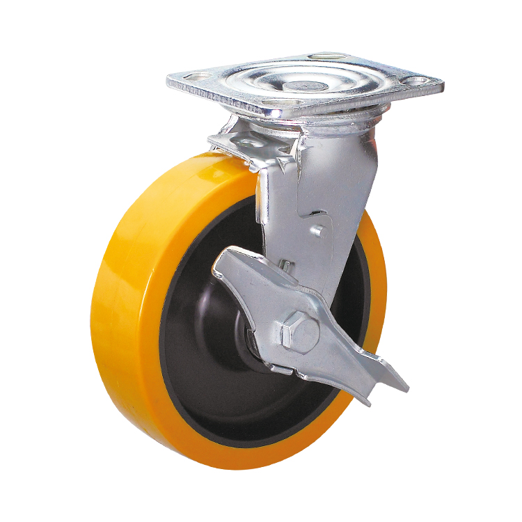 100mm PU Wheel Castor with Locking 280kgs High Load 4inch Brake Type Welding Heavy Duty Industrial Caster