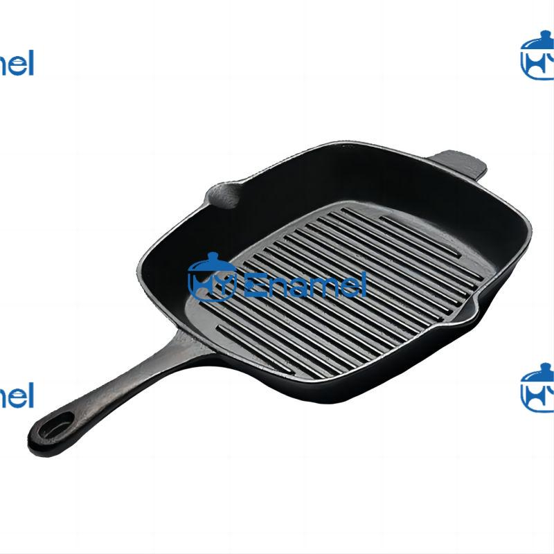 Square Non Stick Skillet, Cast Iron Steak Grill Cooking Frying Pan with Handle