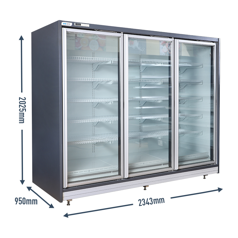 Commercial 1/2/3/4 Remote Type Glass Door ≤ 18º C Ice Cream LED Light Display Freezer Showcase Vertical Showcase Freezer for Supermarket
