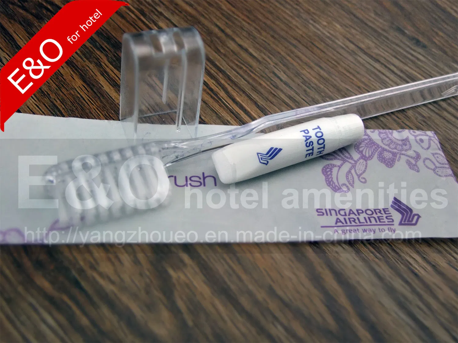 Disposable Cheap Hotel Clear Toothbrush with Toothpaste