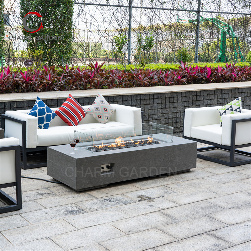 Backyard Heater Luxury Furniture Concrete Rectangle Fire Pit Table