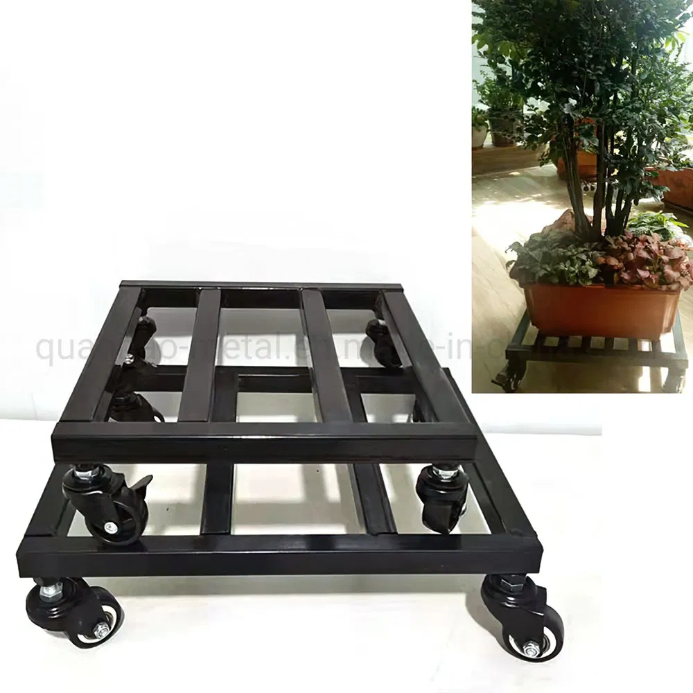 Sturdy Metal Plant Stand Square Plant Movers with Wheels