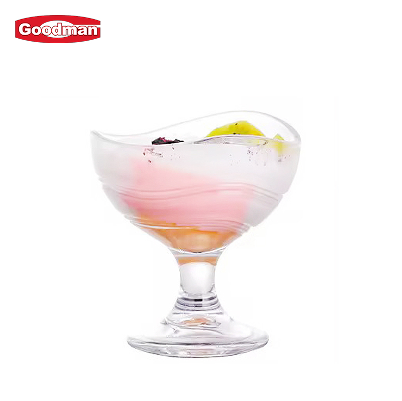 175ml Custom Logo Clear Dessert Dish Sundae Glass Ice Cream Plastic Cups Reusable Ice Cream Cup