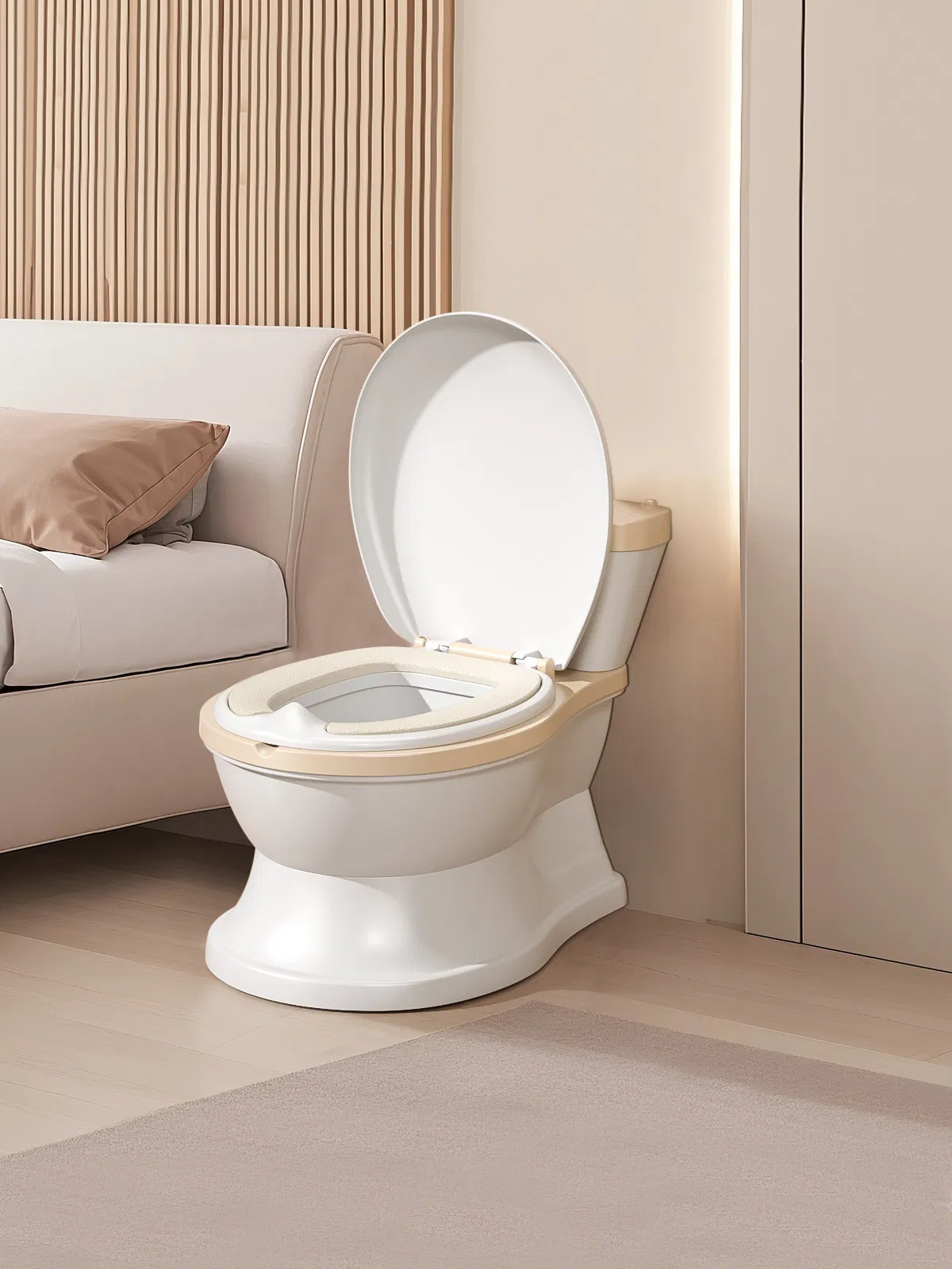 Children's Cartoon Plastic Flush Sound Toilet Stool with Urine Basin for Baby Boys and Girls Child Training