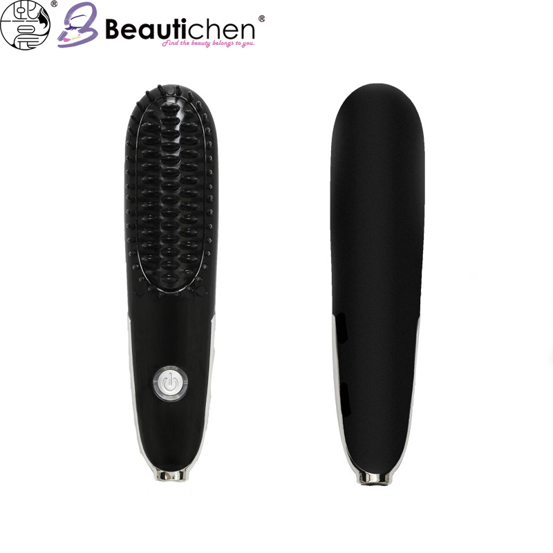 Beautichen Sleek Black Ionic Straightening Comb – Portable Heated Hair Brush with Built-in Teeth for Smooth, Frizz-Free Styling