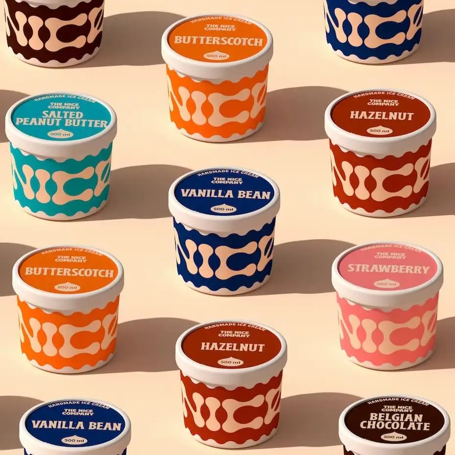 Disposable Ice Cream Paper Bowl Custom Dessert Yogurt Ice Cream Cups