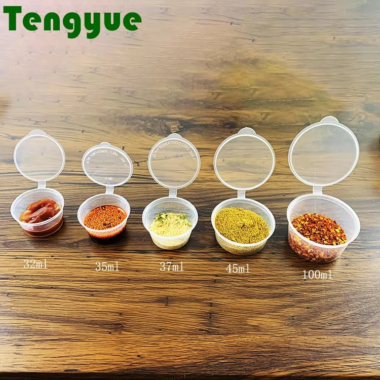 Disposable PP Material Condiment and Pudding Cups with Lids for Small Portions