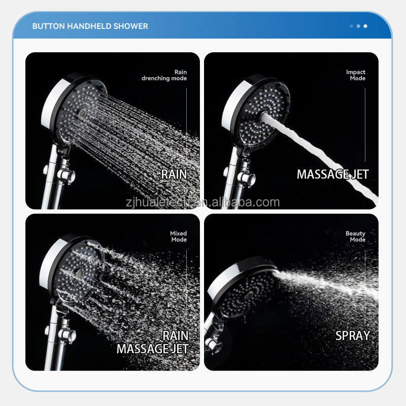 4f8183 4 Mode High Pressure Shower Head High Pressure Hand Shower Spray with on/off Switch