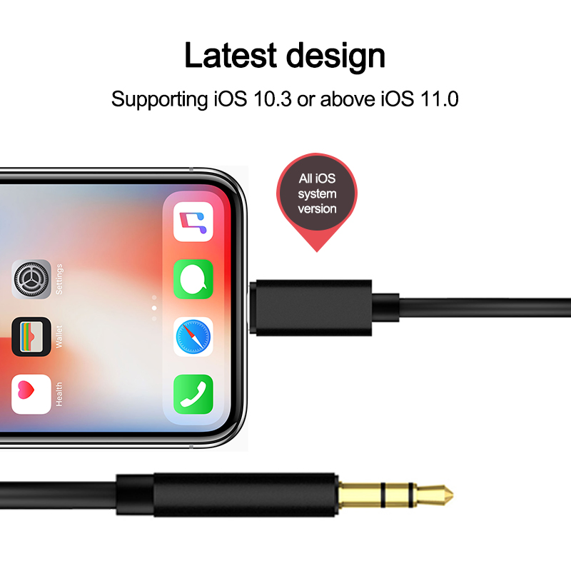 Lighting to 3.5mm Headphone Jack Adapter Charge Car Audio Aux Cable for iPhone X Xs Xr Xs Max