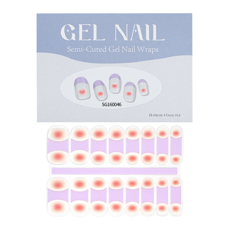 French Semi-Cured Gel Strips Transparent Gel Nail Strips with UV Lamp