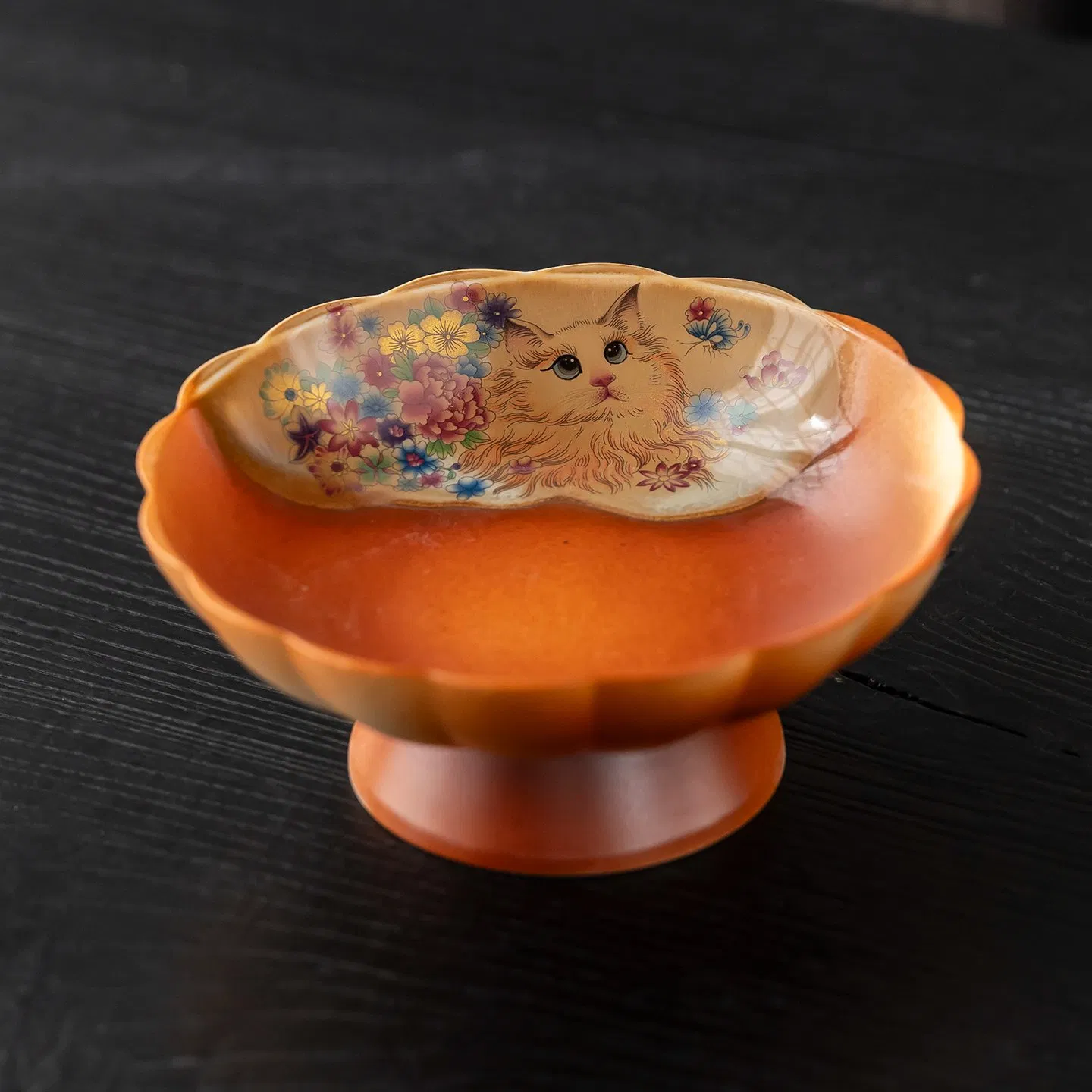 Elevated Ceramic Cat Bowls Extra Wide for Food & Water Whisker Fatigue Shallow Food Dish Raised Height for Cats Pet Bowl