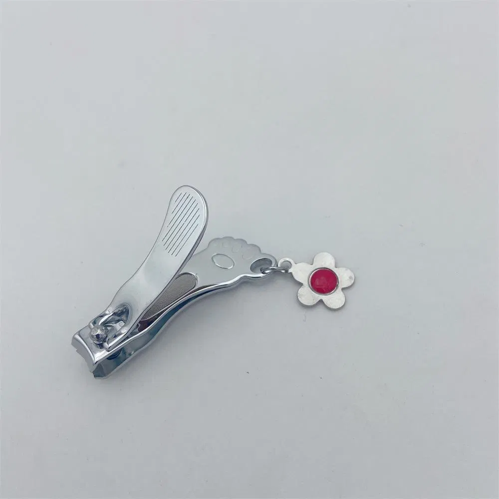 Latest Foot Shape Finger Toenail Clippers with Epoxy Sticker, Laser File and Flower Keychain