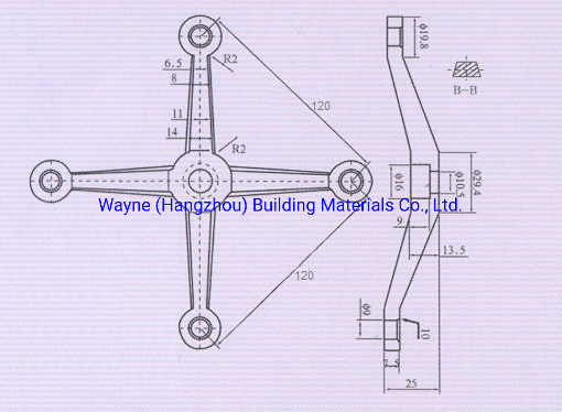 120mm Stainless Steel Glass Spider with 4 Arms; Point-Fixed Curtain Wall Hardware with High Quality and Best Price