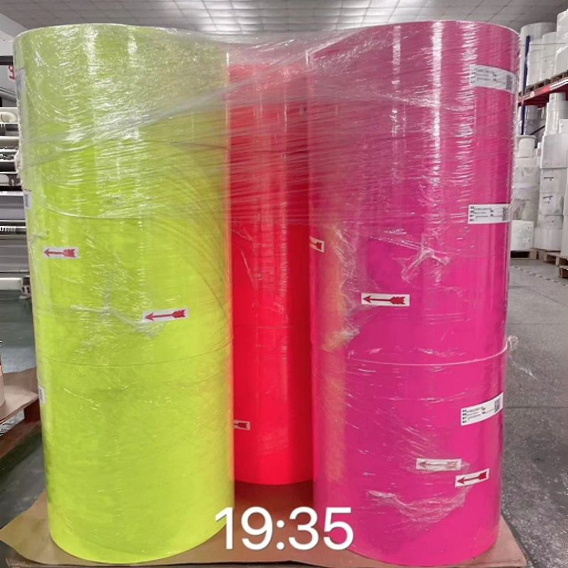 Fluorescent Label Self Adhesive Paper Fluorescent Woodfree Paper Jumbo Roll Label Material