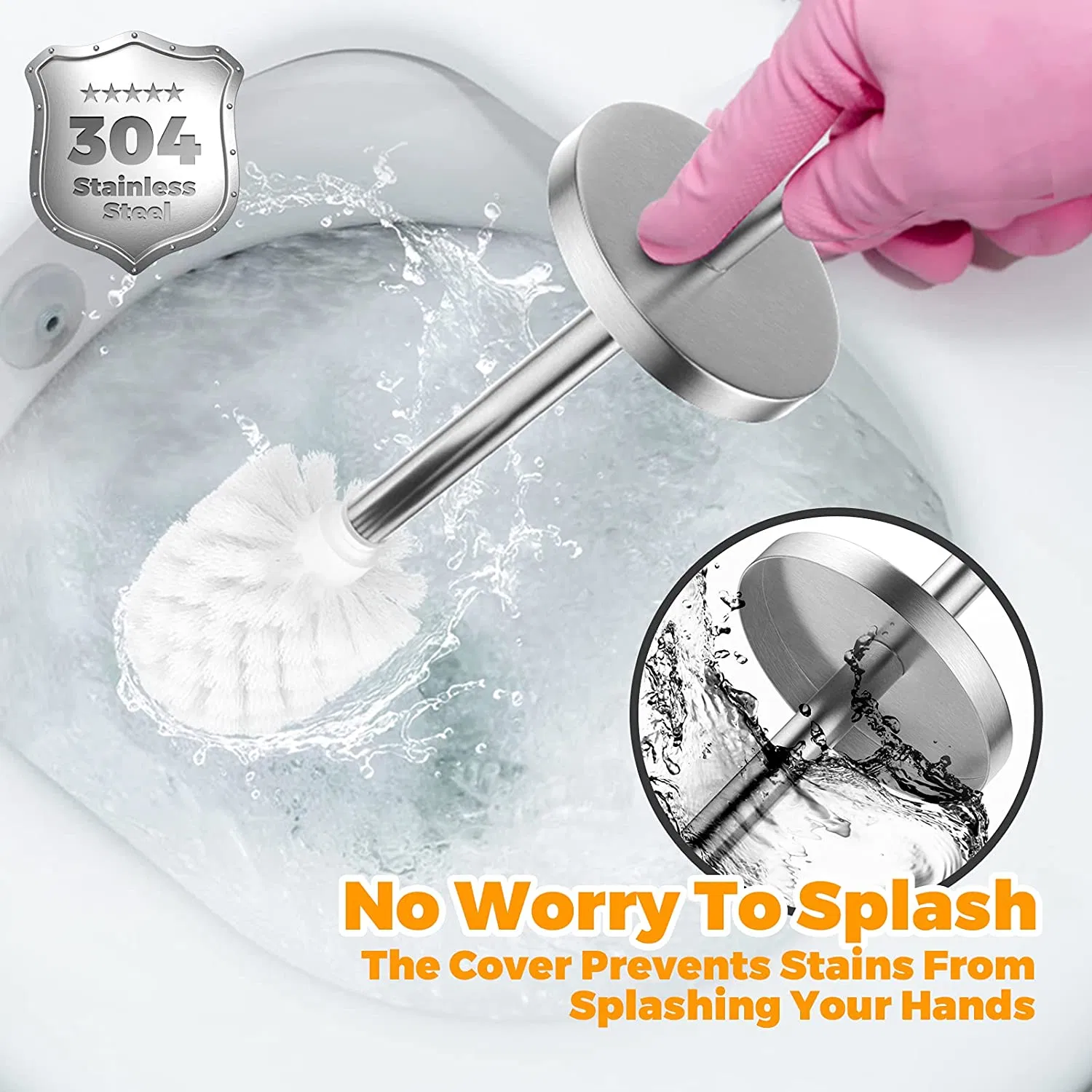 Держатель для ершика с металлической ручкой, нержавеющая сталь