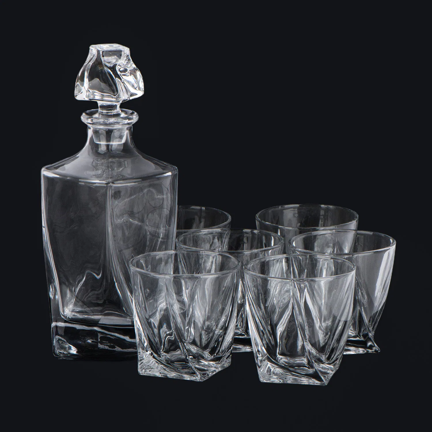 Contemporary Design Transparent Glass Wine Bottle Set with Glass Lid