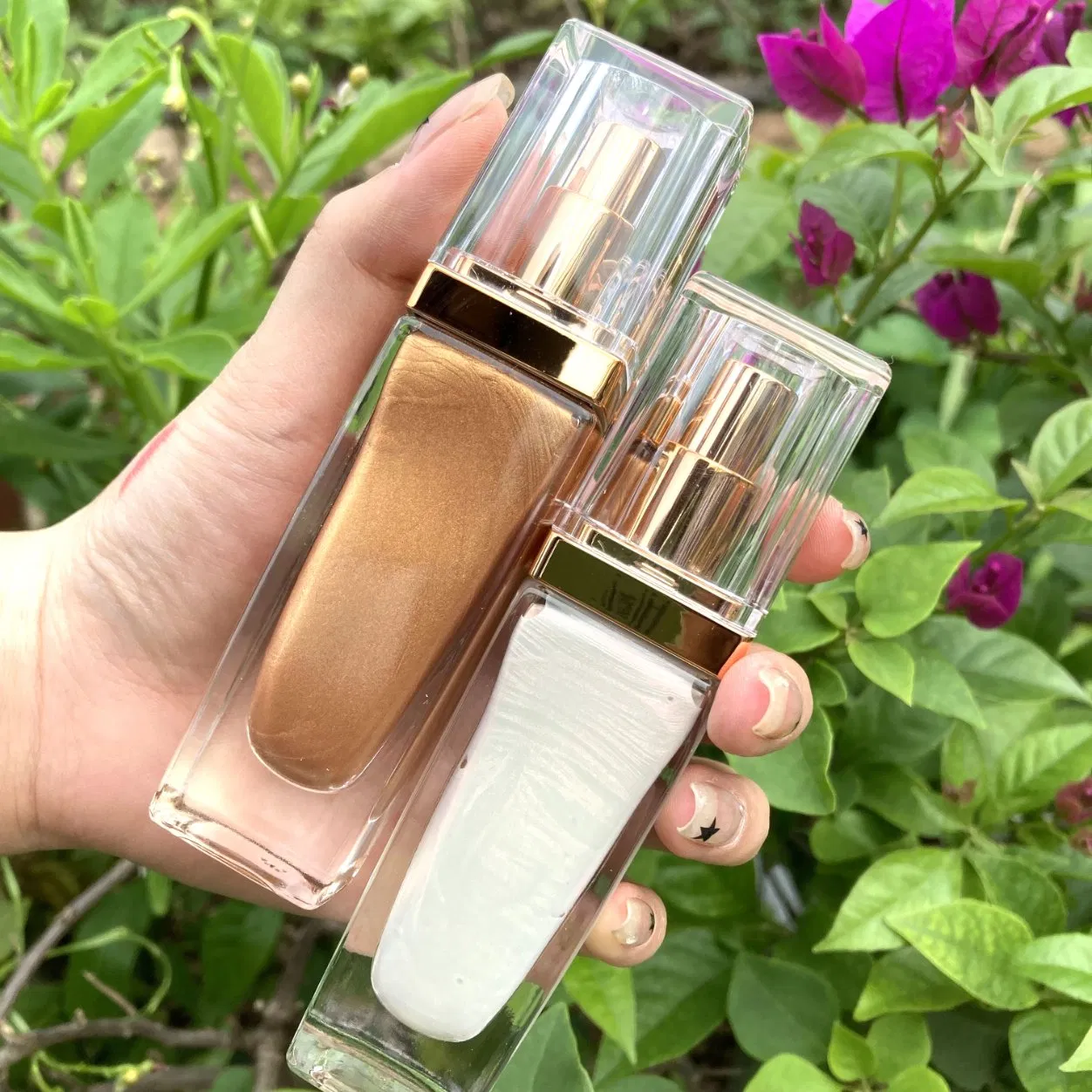 Gold Shimmer Liquid Highlighter Customized Body Highlight Long Lasting 30ml Cream Highlighter