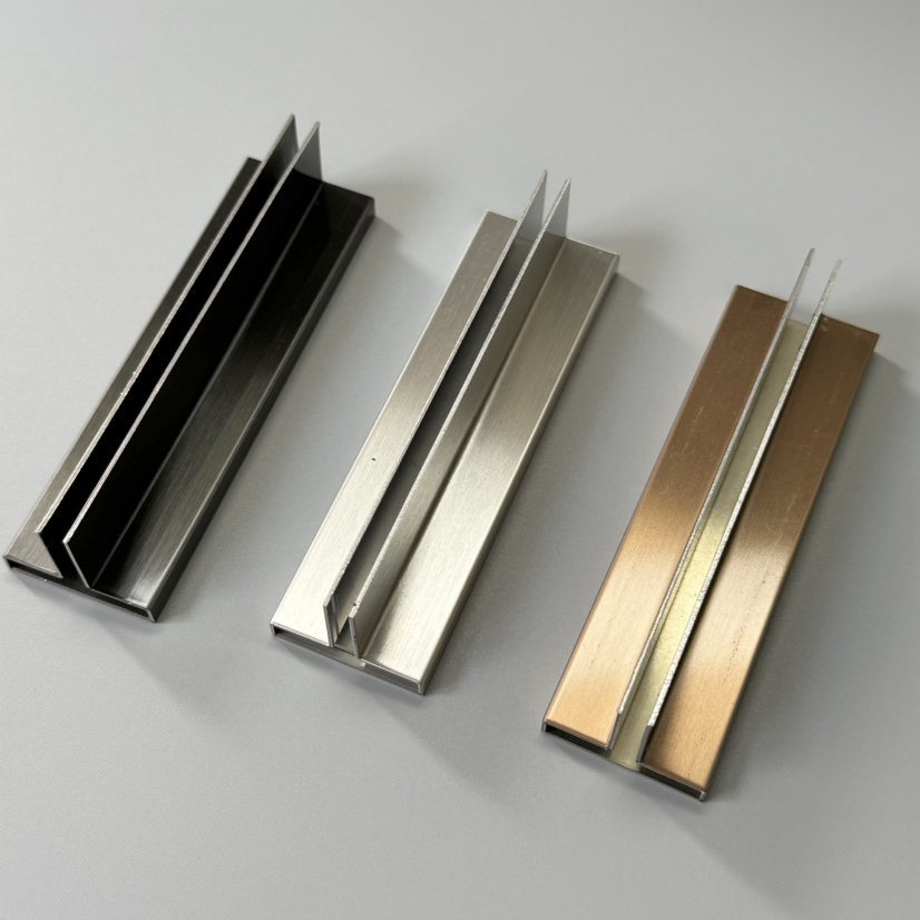 Decorative Line Rose Gold Metal Strip T Shape Stainless Steel Tile Trim for Hotel