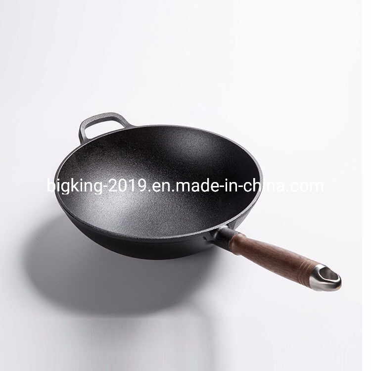 Чугунный вок с деревянной ручкой, 31 см