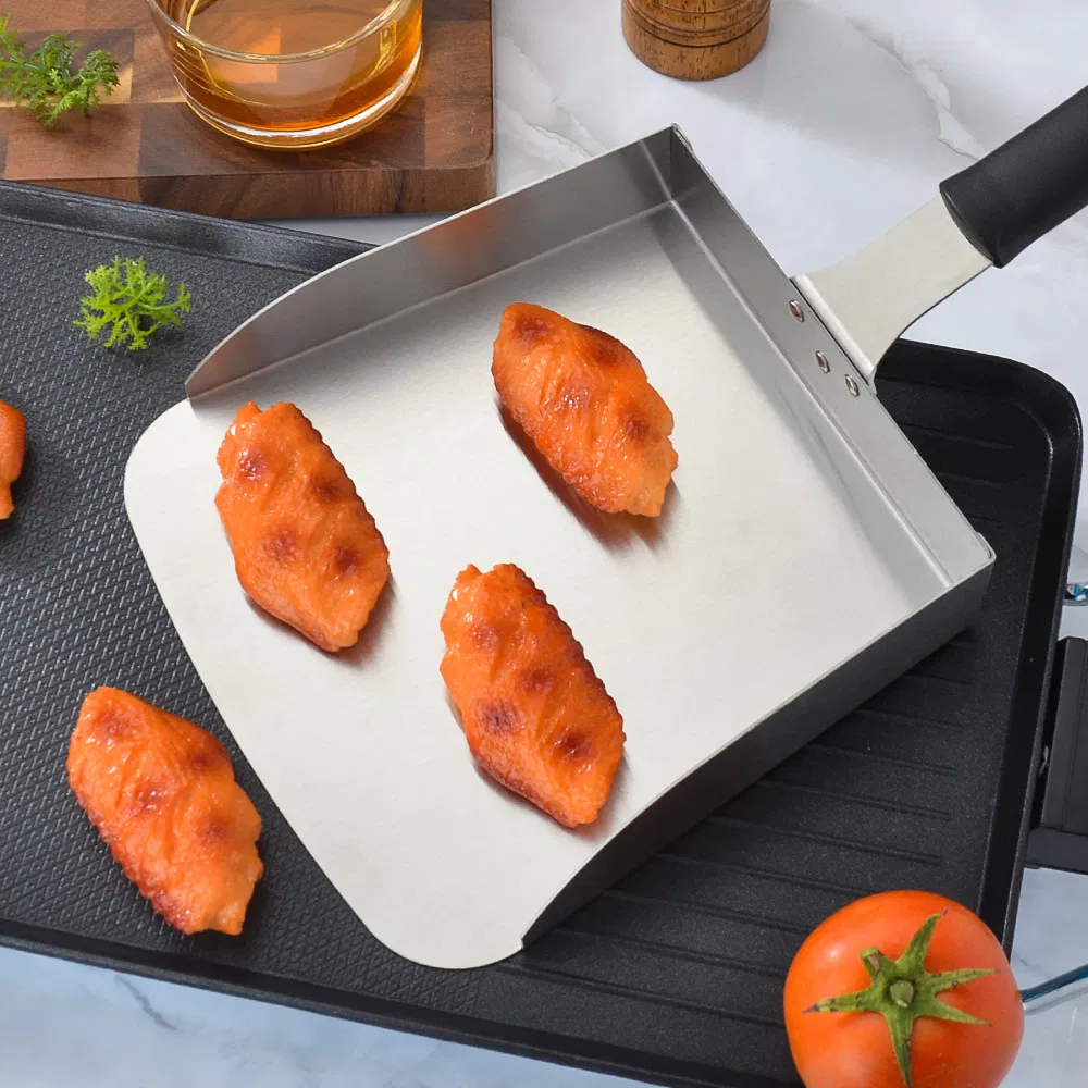 Popular Stainless Steel Steak Fries Snack Transfer Spatula Barbecue Teppanyaki Tool