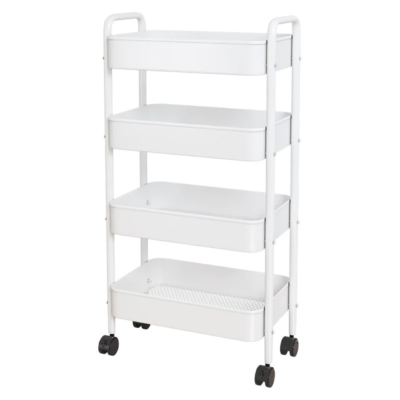 Stylish Multi-Layer Storage Trolley Rack Metal Movable Cart Rack with Wheels