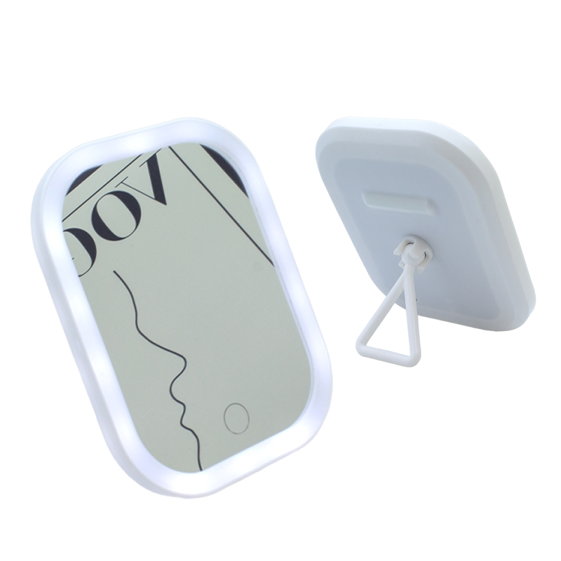 New Square Touch-Activated Makeup Mirror with Built-in Light Desktop Mirror