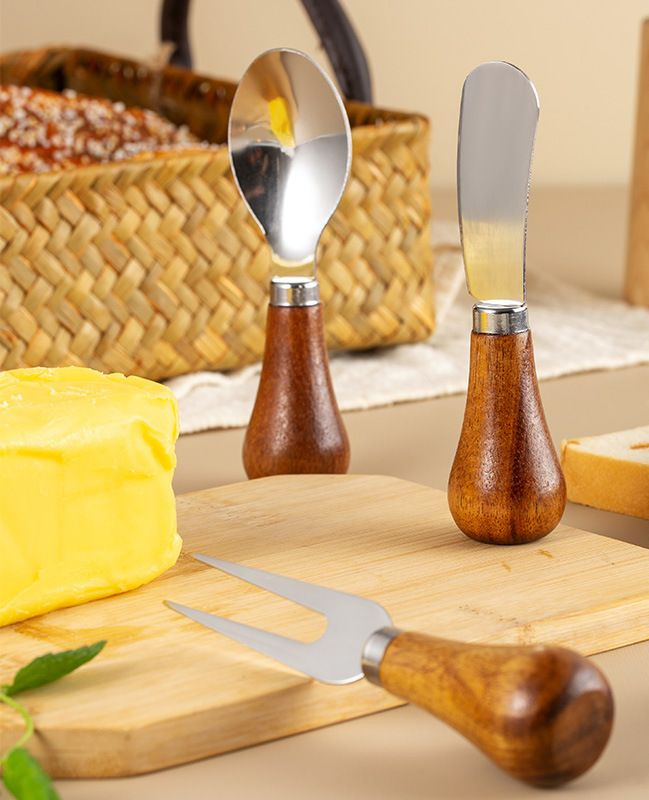 Kitchenware Set Stainless Steel Butter Knife Set Smudge Knife with Wood Handle for Peanut Butter Jam Cheese Butter