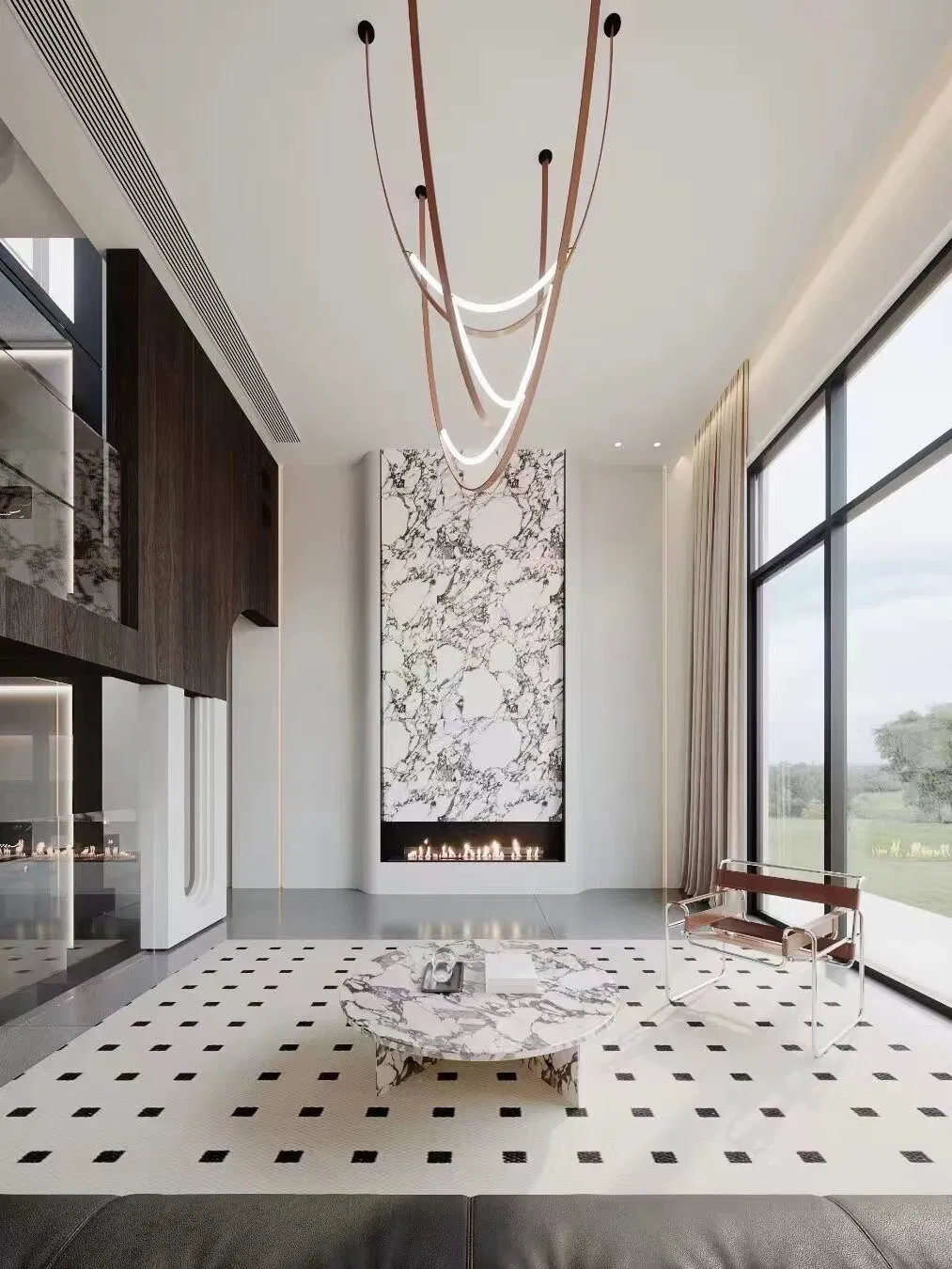 Natural Stone Calacatta Viola Art Deco Style Fireplace Living Room Indoor Wall Deco Big Mabrle Surround Fireplace Marble Fireplace