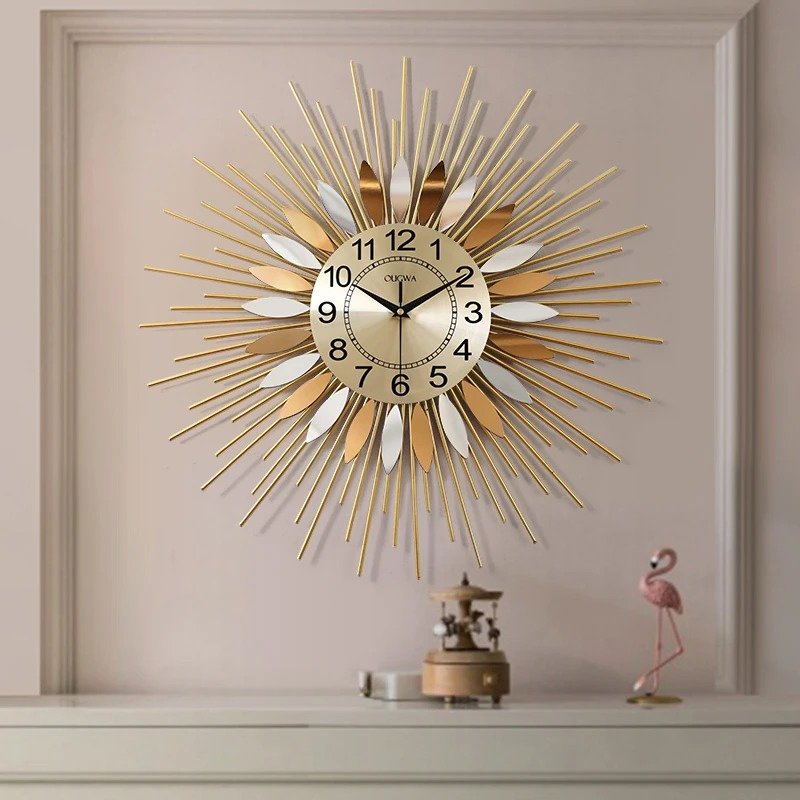 Radiant Sun Wall Clock Bright Sunshine Symbolizing Hope Wealth Wisdom Wall Decoration
