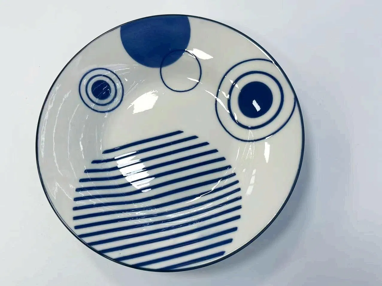 Eco-Friendly Healthy Pad Printing Soup Plate 8" Porcelain Ceramic Tableware