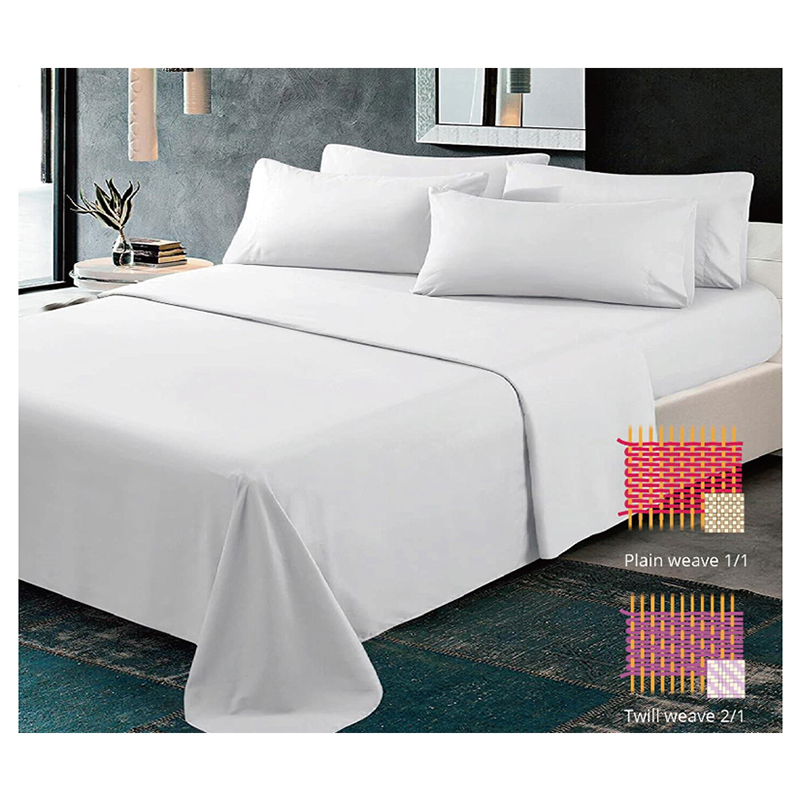 T-300 White Satin Stripe Bed Linen & Pillowcase & Duvet Cover Hotel Bedding Set