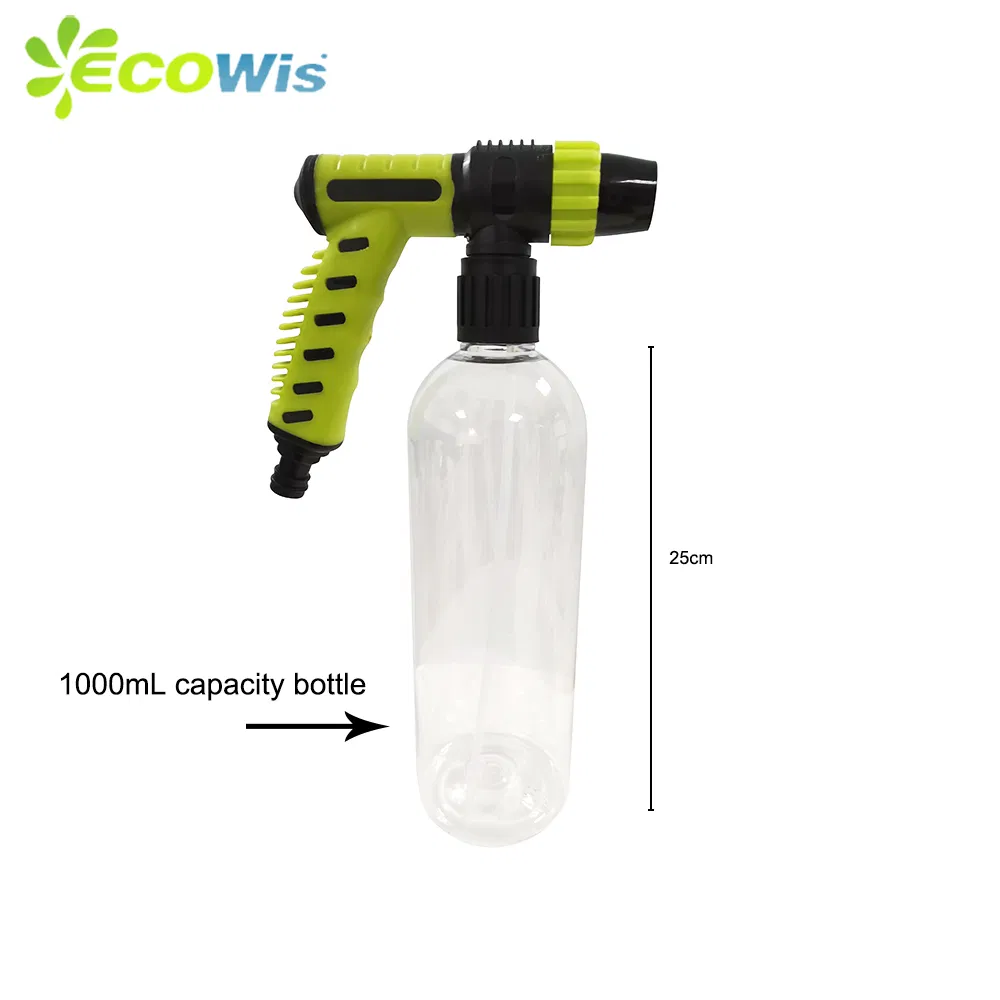 1000ml Plastic Bottle Cap Garden Water Jet Hose End 28/410mm Foam Sprayer