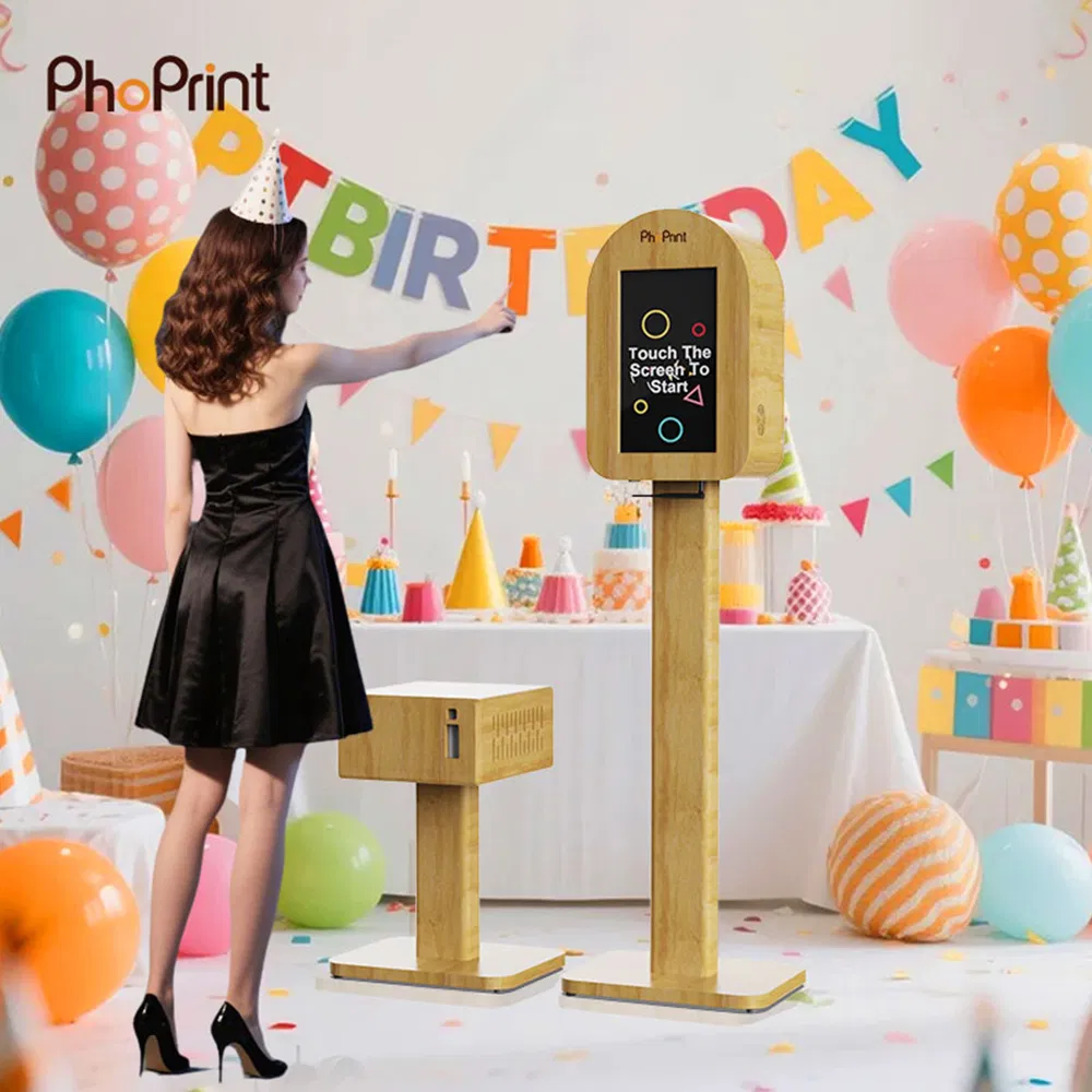 Portable Wedding Photo Booth with Wooden Design for DSLR and iPad