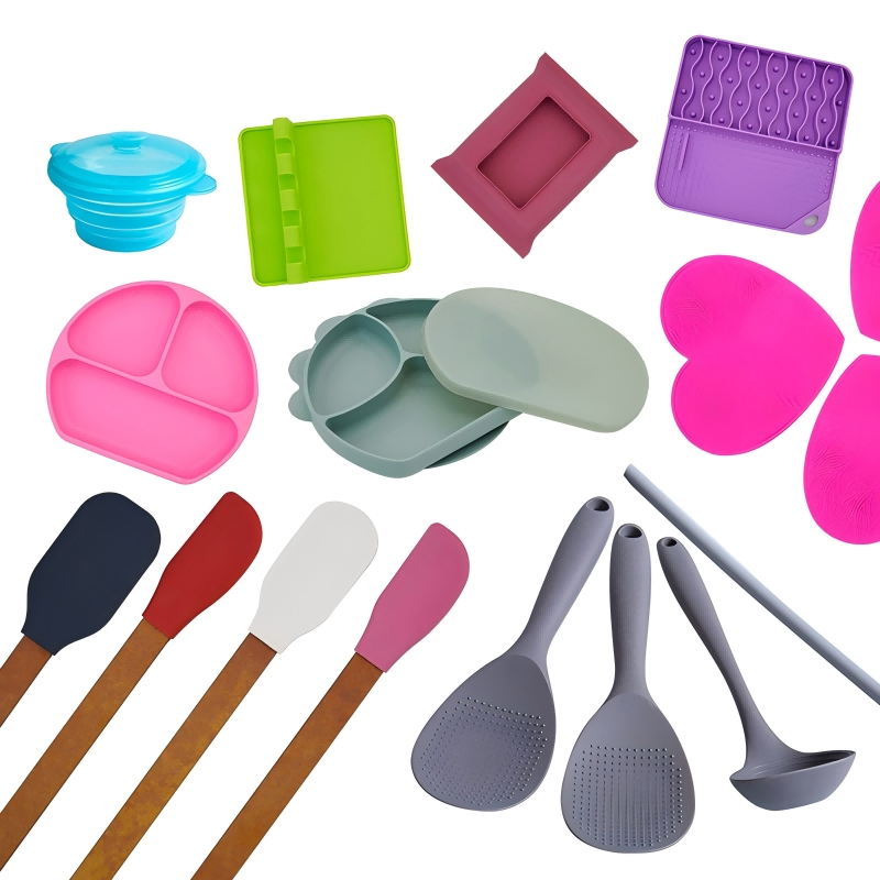 Kitchen Accessories Cooking Tools Silicone Spatulas Oil Brushes Stainless Steel Mixing Utensils Tongs Silicone Kitchen Products Custom Mold Manufacturing Servic