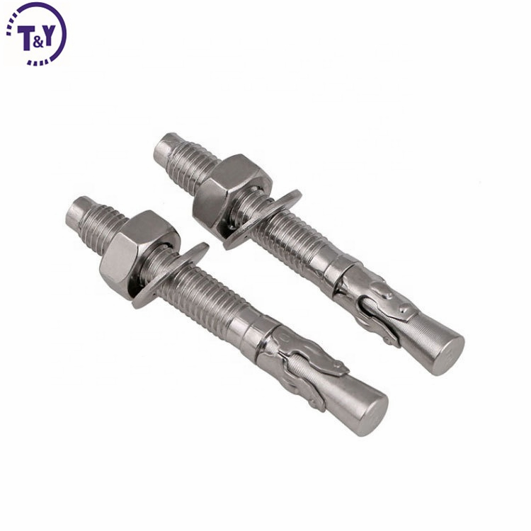 Stainless Steel M10 M16 M24 Hex Concrete Wall Hardware Through Bolt Expansion Screw Wedge Anchor Bolt