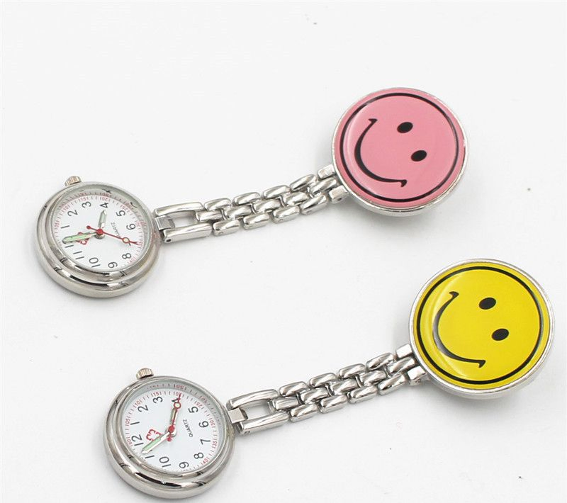 Wholesale Mix 10colors Smile Face Nurse Fob Watch Brooches Quartz Nurse Watch