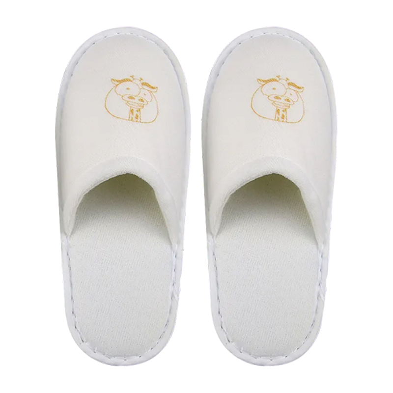 Hot Selling Premium Quality White Velour Cotton Hotel Kids Slippers Hotel Amenities